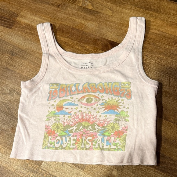 Billabong Tops - Billabong Cropped Pink Graphic Tank Top